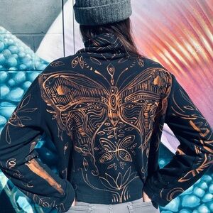 Hand painted bleach Turtleneck Sweater